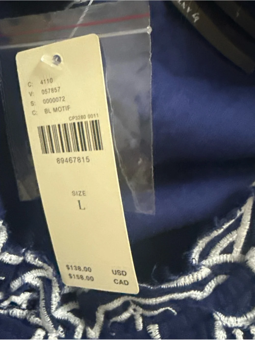 NWT Anthropologie Lace Cutout Blue Embroidered Blouse Sz L